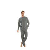 Erkek Uzun Kol Gri Melanj Pijama Takım C1T3N5O9 GRİ MELANJ L