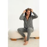 Erkek Uzun Kol Kapüşonlu Fermuarlı Antrasit Pijama Takım C4T4N5O9 ANTRASİT S