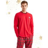 Erkek Uzun Kol Kırmızı Yılbaşı Temalı Pijama Takım C1T9N5O04 KIRMIZI S
