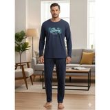 Erkek Uzun Kol Kışlık Pijama Takım - Koyu Lacivert - 2XL