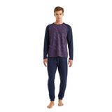 Erkek Uzun Kol Lacivert Desenli Pijama Takım C2T8N5O04 LACİVERT S