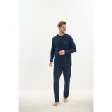 Erkek Uzun Kol Lacivert Pijama Takım C3T1N5O9 LACİVERT 3 XL