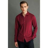 Erkek Uzun Kol Manşetli Gömlek Bordo - 2XL
