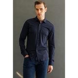 Erkek Uzun Kol Manşetli Gömlek Lacivert - 3XL