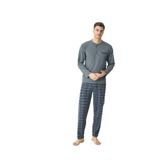 Erkek Uzun Kol Midi Yaka Antrasit Pijama Takımı 9C2T2N3 ANTRASİT L