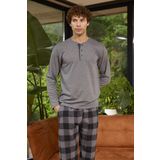 Erkek Uzun Kol Midi Yaka Antrasit Pijama Takımı C1T5N0O8 ANTRASİT M