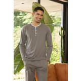 Erkek Uzun Kol Midi Yaka Antrasit Pijama Takımı C3T6N2O9 ANTRASİT M