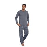 Erkek Uzun Kol Midi Yaka Antrasit Pijama Takımı C9T2N5O6 ANTRASİT M