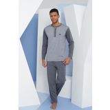 Erkek Uzun Kol Midi Yaka Antrasit Pijama Takımı C9T2N5O7