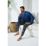 Erkek Uzun Kol Midi Yaka İndigo Pijama Takımı 9C2T4N5 İNDİGO XL