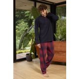 Erkek Uzun Kol Midi Yaka Lacivert Pijama Takımı C6T5N0O8 LACİVERT L