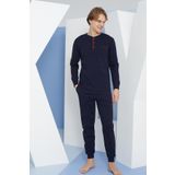 Erkek Uzun Kol Midi Yaka Lacivert Pijama Takımı C9T2N4O4 LACİVERT L