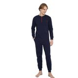 Erkek Uzun Kol Midi Yaka Lacivert Pijama Takımı C9T2N4O4 LACİVERT XL
