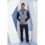 Erkek Uzun Kol Midi Yaka Lacivert Pijama Takımı C9T2N5O7 LACİVERT M