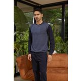 Erkek Uzun Kol O Yaka İndigo Pijama Takımı C0T5N0O8 İNDİGO XXL