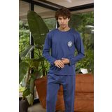 Erkek Uzun Kol O Yaka İndigo Pijama Takımı C2T5N0O8 İNDİGO XL