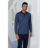 Erkek Uzun Kol Polo Yaka İndigo Pijama Takımı C9T2N4O7 İNDİGO M