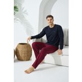 Erkek Uzun Kol Sıfır Yaka Lacivert Pijama Takımı 9C2T4N1 LACİVERT L