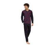 Erkek Uzun Kol V Yaka Bordo Pijama Takımı C7T5N0O8 BORDO XL
