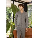 Erkek Uzun Kol V Yaka Önden Düğmeli Antrasit Pijama Takımı C2T5N2O9 ANTRASİT XXL