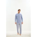 Erkek Uzun Kol%100 Pamuk Mavi Pijama Takım 9516 MAVİ XL