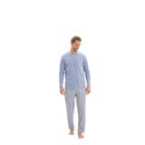 Erkek Uzun Kol%100 Pamuk Mavi Pijama Takım 9516 MAVİ XXL