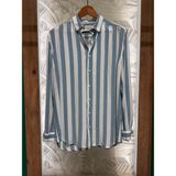 Erkek Uzun Kollu Çizgili Yeşil Yazlık Gömlek 6088-05 - XL