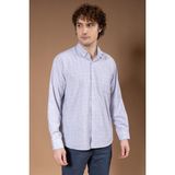 Erkek Uzun Kollu Klasik Regular Kalıp Kareli Natural Pamuk Baba Gömlek 8170 - 2XL - Açık Gri