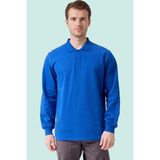 Erkek Uzun Kollu Polo Yaka Sweatshirt Pamuk Galanthus Sweat Pamuklu Iş Günlük Için - Saks Mavisi