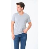 Erkek V Yaka %100 Pamuk Kısa Kollu Gri T-Shirt Basic Erkek Tişört - 0 Siyah