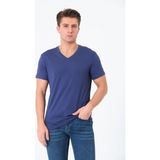Erkek V Yaka %100 Pamuk Kısa Kollu Lacivert T-Shirt Basic Erkek Tişört - 0 Siyah