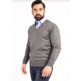 Erkek V Yaka Kazak - Koyu Gri - 2XL
