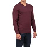 Erkek V Yaka Kazak Sık Örme Desenli Bordo Slim Fit Kazak NCS JEANS 3002 BORDO M