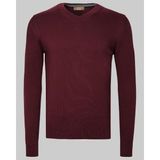 Erkek V Yaka Kazak Sık Örme Desenli Bordo Slim Fit Kazak NCS JEANS 3002