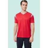 Erkek V Yaka Nefes Alan Tshirt Allium Tişört Alabilir Esnek Şık Iş Günlük Için - Kırmızı - Gri