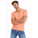 Erkek V Yaka Slim Fit Dar Kesim Likralı Tişört - Toz Pembe