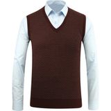Erkek V Yaka Süveter Desenli Çelik Örgü Regular Kalıp - 5201H - M - Bordo