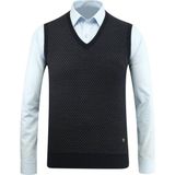 Erkek V Yaka Süveter Desenli Çelik Örgü Regular Kalıp - 5201H - XL - Lacivert