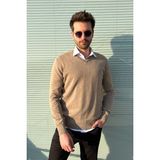 Erkek V Yaka Triko Kazak 2061 - 2XL - Deve Tüyü