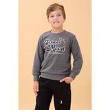 Erkek ve Kız Çocuk Okul Baskılı Bisiklet Yaka Mevsimlik Sweatshirt Antrasit - 10 - 11 Yaş