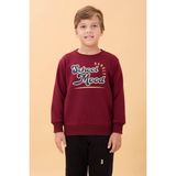 Erkek ve Kız Çocuk Okul Baskılı Bisiklet Yaka Mevsimlik Sweatshirt Bordo - 8 - 9 Yaş