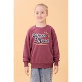Erkek ve Kız Çocuk Okul Baskılı Bisiklet Yaka Mevsimlik Sweatshirt Gülkurusu