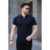 Erkek Viskon Kumaş Polo Yaka Tişört - Siyah - 3XL