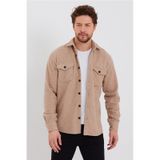 Erkek Vizon Çift Cep Kapaklı Slim Fit Oduncu Gömlek-odg001r9503s Vizon