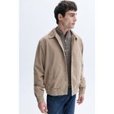 Erkek Vizon Rengi Regular Fit Kadife Dokulu Bomber Ceket - 2XL