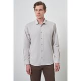 Erkek Vizon Slim Fit Italyan Yaka Gömlek - Açık Kahverengi