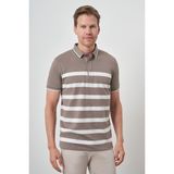 Erkek Vizon Trend Rınger Polo Yaka T-Shirt - XL
