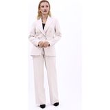 Erkek Yaka Çapraz Ceket & Bol Paça Pantolon-Bej - 38