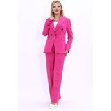 Erkek Yaka Çapraz Ceket & Bol Paça Pantolon-Fuşya - 40