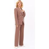 Erkek Yaka Çapraz Ceket & Bol Paça Pantolon-Kahve - 36